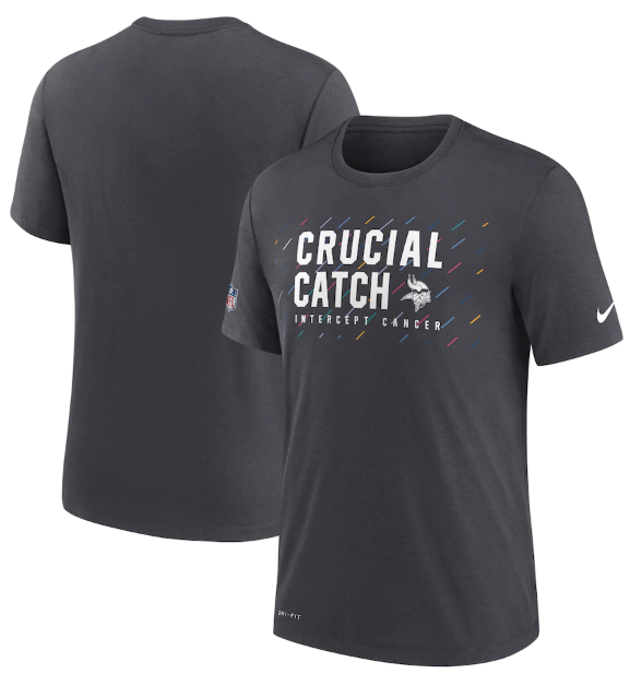 Men's Minnesota Vikings Charcoal 2021 Crucial Catch Performance T-Shirt